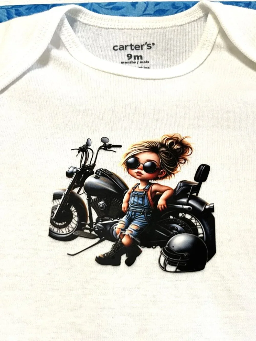 Baby Onesies 9 Month Motorcycle White Really Cute